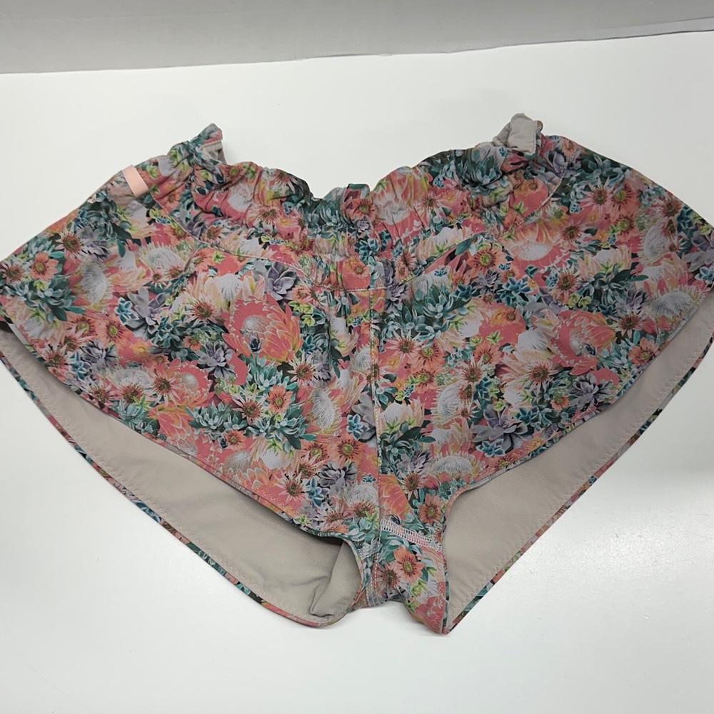 lululemon athletica Floral Print Athletic Shorts - Pink and Green
